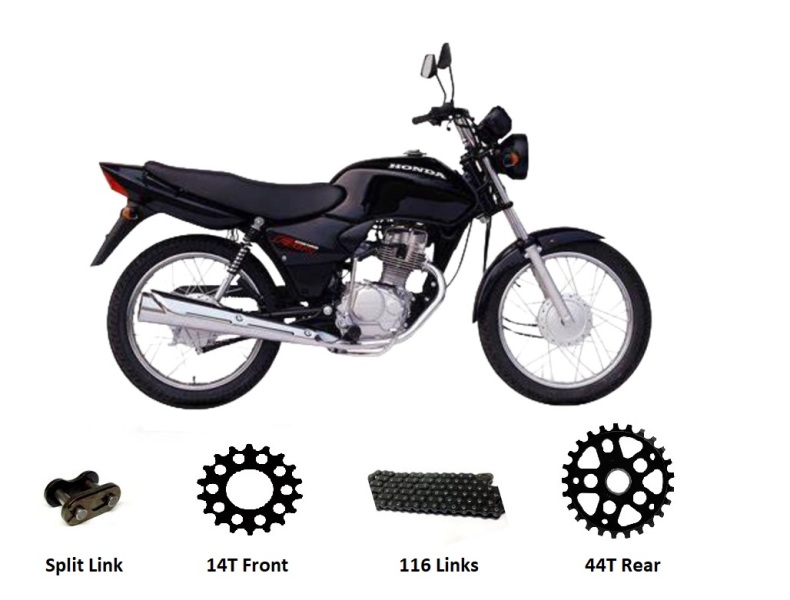 Honda CG 125 '06-09 BLACK Chain And Sprockets Kit