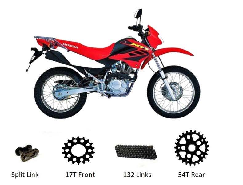 Honda XR125 L '03-07 BLACK Chain And Sprockets Kit