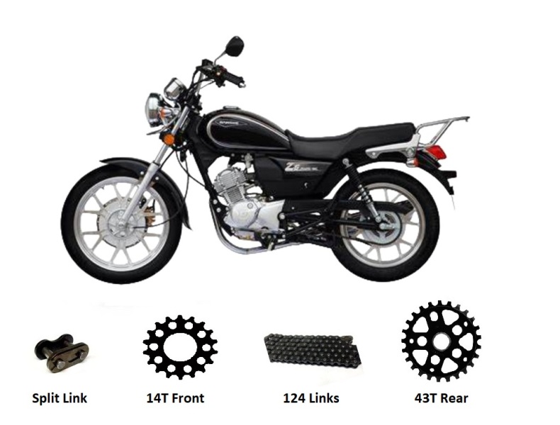 JIANSHE JS125-6C BLACK Chain And Sprockets Kit