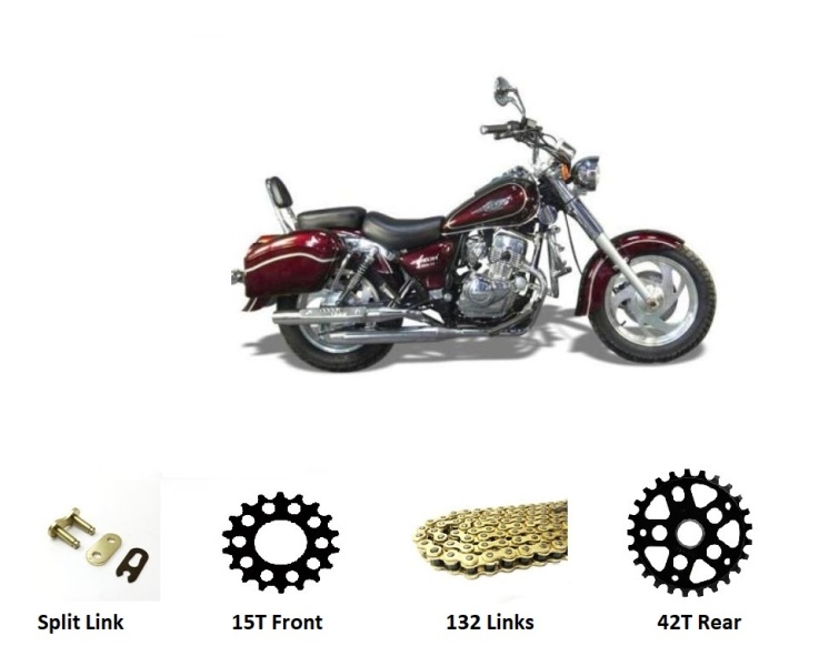 Jinlun Texan 125 Sprocket Kit GOLD 