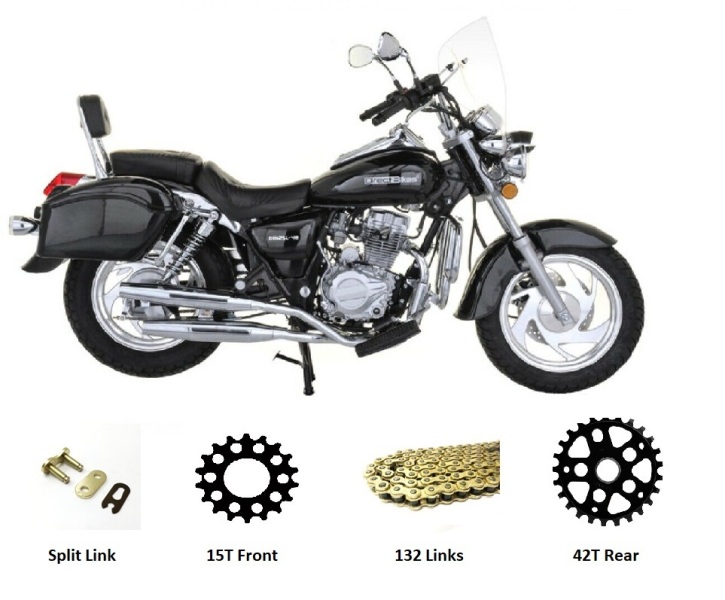 Pioneer Nevada 125 XF125L-4B GOLD Chain & Sprockets Set 