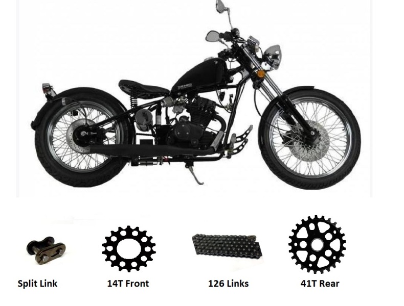 Sinnis Heist Bobber 125 Chain and Sprocket Kit Black