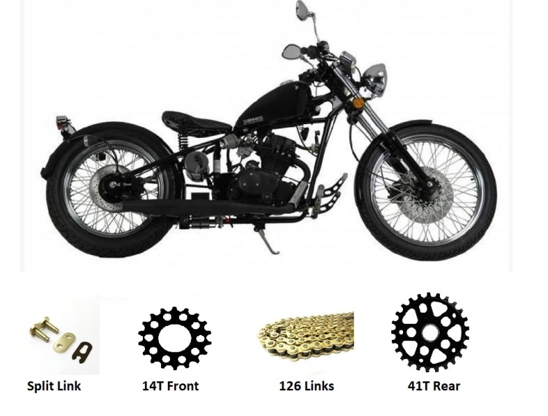 Sinnis Heist Bobber 125 Chain and Sprocket Kit GOLD