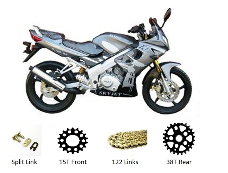 Skyjet SJ125-23 Chain & Sprockets Set GOLD