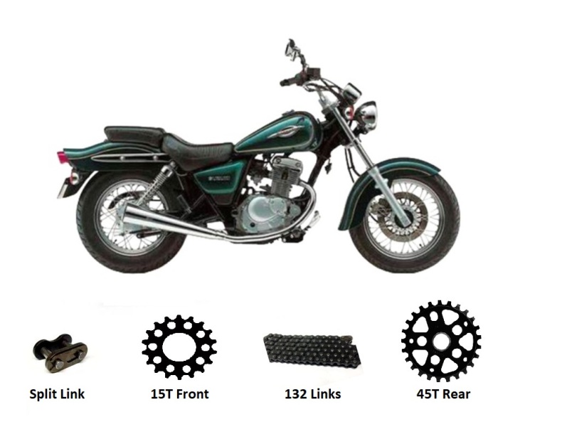 Suzuki GZ125 MARAUDER '98-11 Chain and Sprockets Standard Kit BLACK