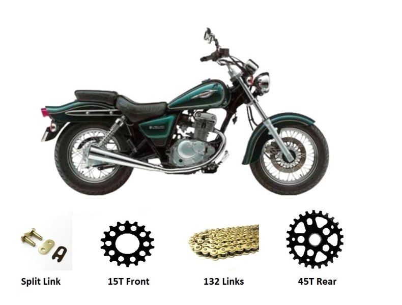 Suzuki GZ125 MARAUDER '98-11 Chain and Sprockets Standard Kit GOLD