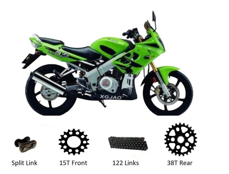 XGJAO SJ125-26 Chain & Sprockets Set BLACK