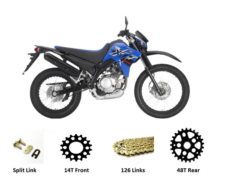 YAMAHA XT125 X Heavy Duty Chain and Sprocket Kit 2005 - 2009 GOLD