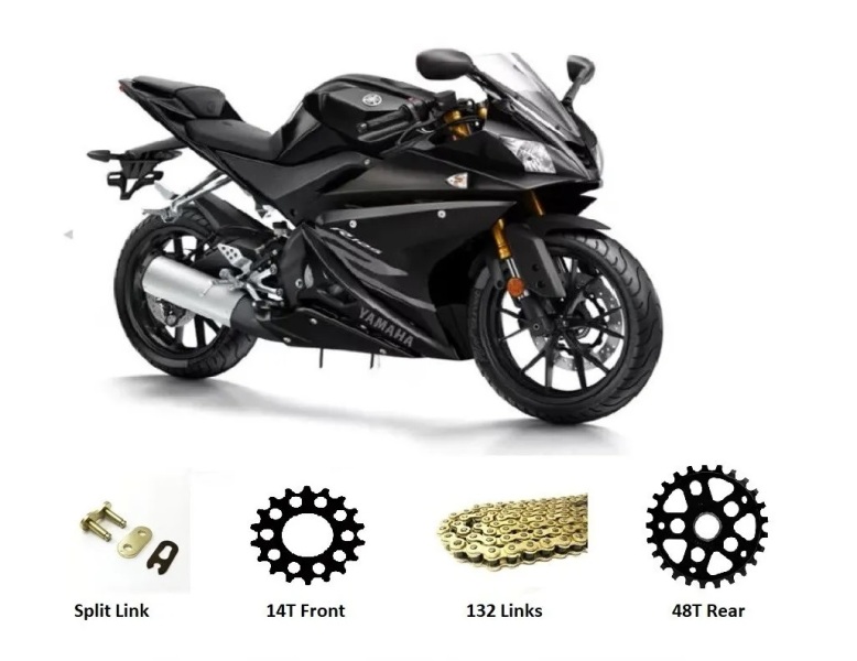 Yamaha YZF R125 Chain And Sprocket Kit Heavy Duty Set 2008 - 2018 GOLD